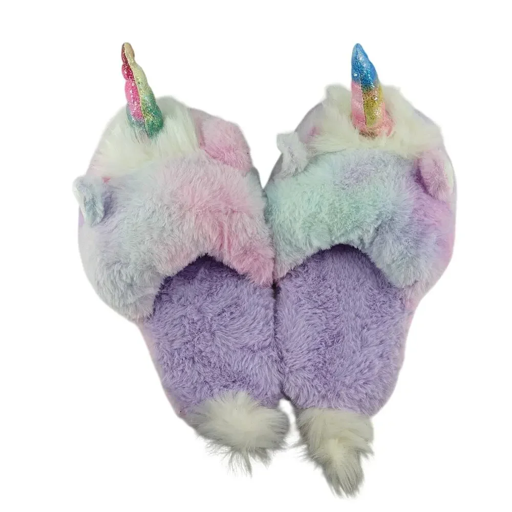 Wonder Nation Little & Big Girl's Unicorn Scuff Slippers Size 4-5